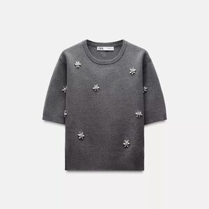 Zara Charcoal Beaded Tennis Skirt and Matching Sweater.